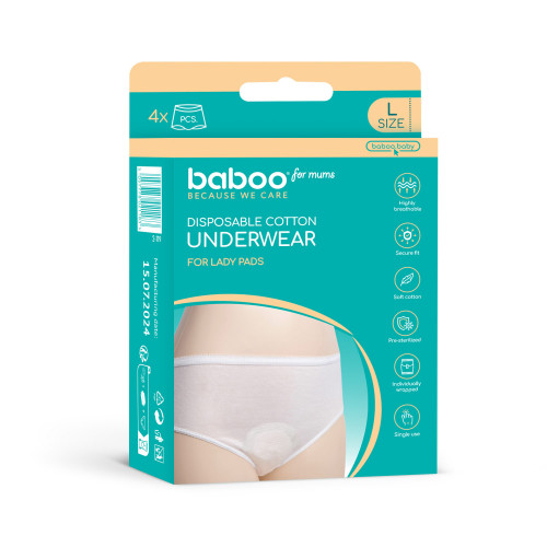 Baboo 2119 Disposable cotton underwear size L 4pcs