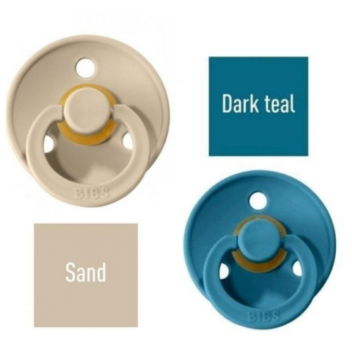 Bibs Sand/Dark teal Pacifier made of 100% natural rubber - cherry shape 6-18 months (2 pcs.)