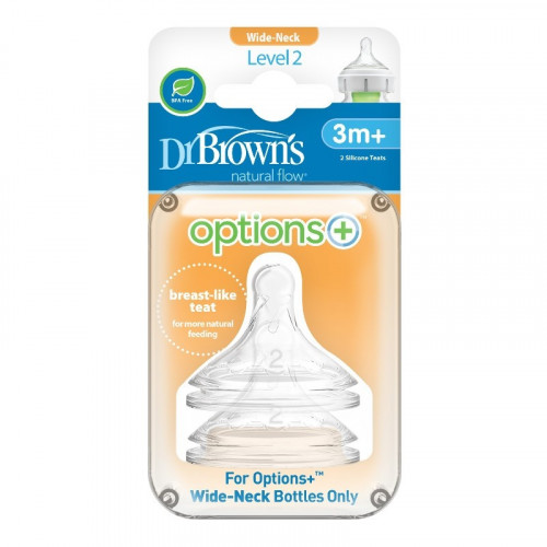 Dr.Browns WN2201 Silicone nipple for bottles with a wide neck 3m+