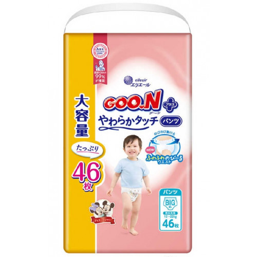 Goo.N Plus Diapers-panties for sensitive skin PBL 12-22kg 46pcs