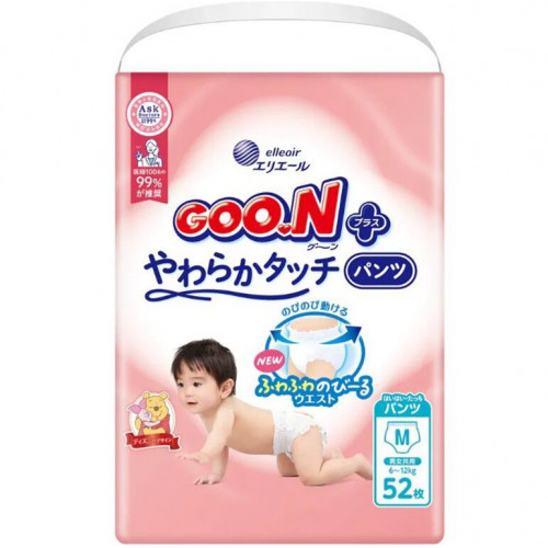 Goo.N Plus Подгузники-трусики для чувствительной кожи PM 6-12кг 52шт