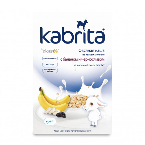 Kabrita oat cereal with banana & prune with goat milk for infant nutrition from 6 months 180g