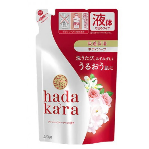 Lion Hadakara Moisturizing liquid body soap with a floral scent refill 360ml