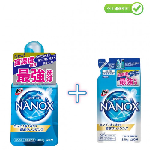Lion Тop Super Nanox high concentration laundry detergent liquid 400g + refill 350g