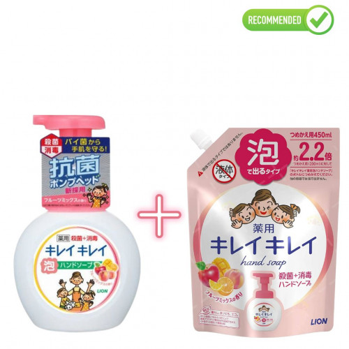 Lion "KireiKirei" foaming hand soap with fruity fragrance 250ml + refill 450ml