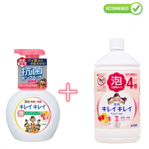 Lion "KireiKirei" foaming hand soap with fruity fragrance 250ml + refill 800ml