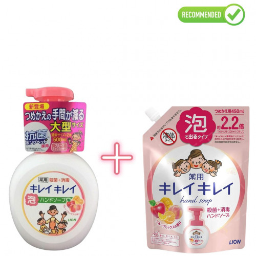 Lion "KireiKirei" foaming hand soap with fruity fragrance 500ml + refill 450ml