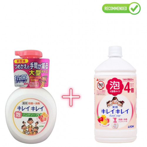 Lion "KireiKirei" foaming hand soap with fruity fragrance 500ml + refill 800ml