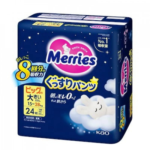 Merries Nighttime diapers-panties BIG 15–28 kg 24pcs Merries Nighttime diapers-panties BIG 15–28 kg 24pcs