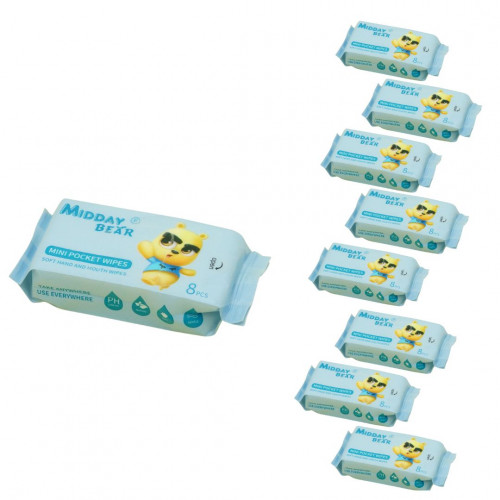 Midday Bear Pocket wet wipes 8pcs x 8