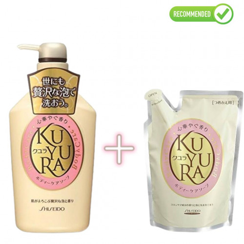 Shiseido Kuyura moist body soap with floral fragrance 550ml + refill 400ml