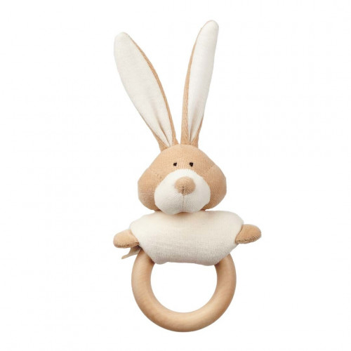 Wooly organic 00204 Rattle bunny with wooden teether