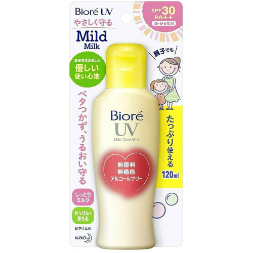 Biore UV SPF 30+ mild care milk for face and body 120ml