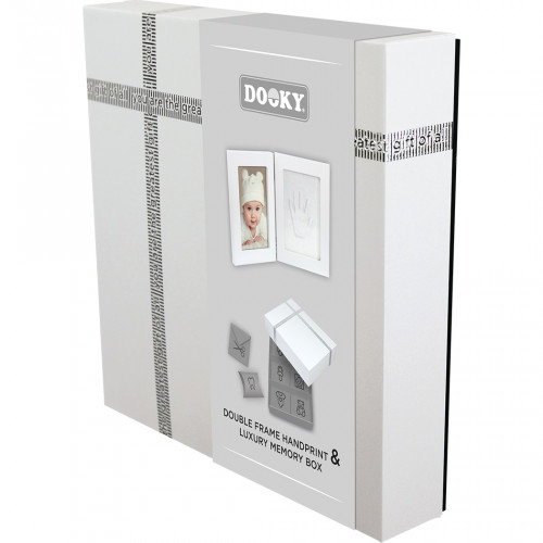 Dooky gift set handprint double frame white and memory box
