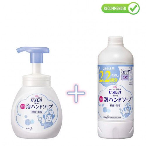 Biore U antibacterial liquid hand soap with a light citrus scent 250ml + refill 450ml