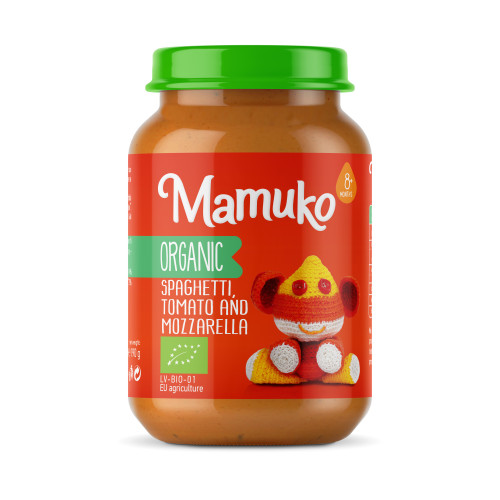 MAMUKO Органические спагетти с помидорами и моцареллой 190г